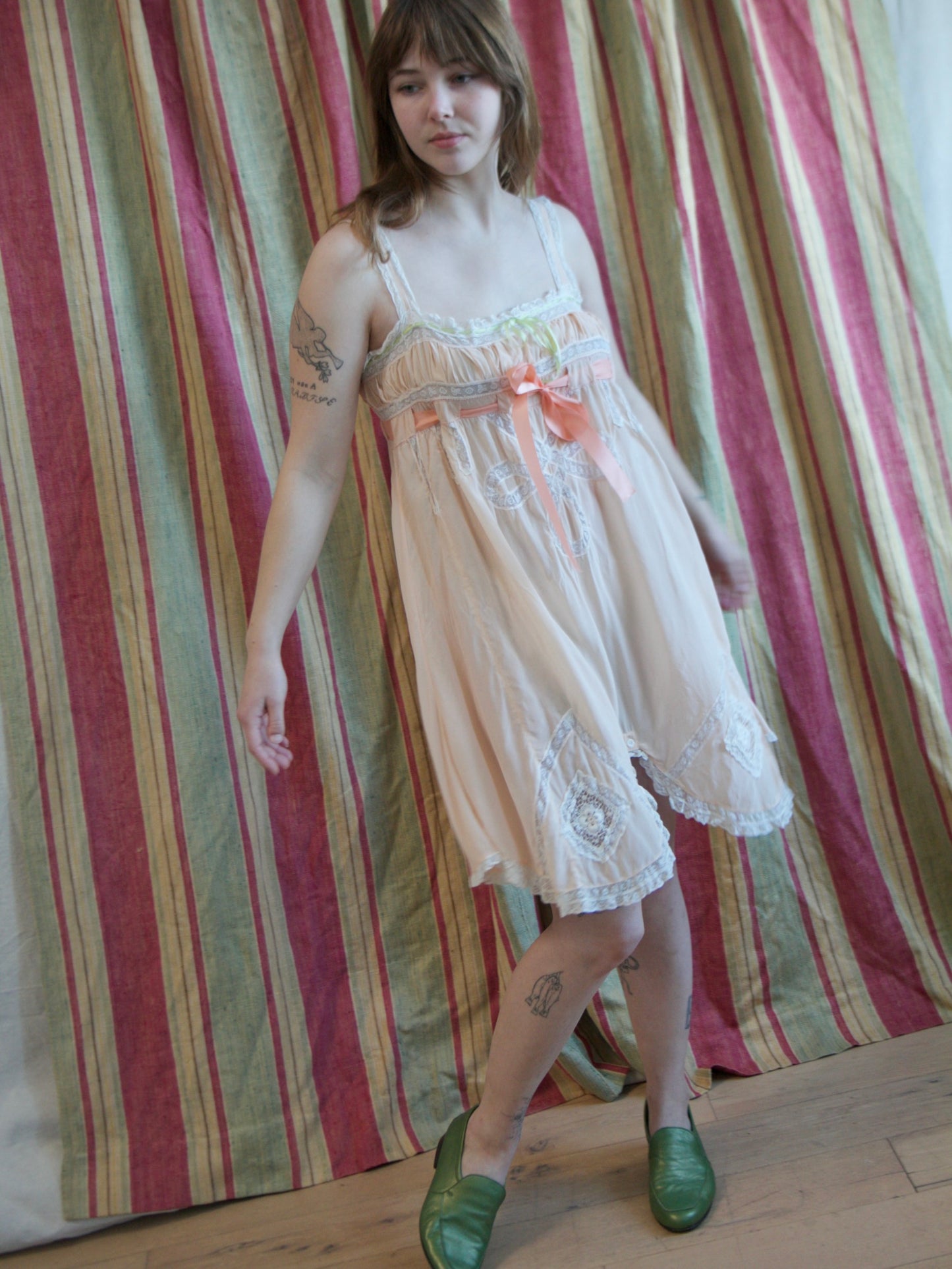 1920s Silk Crepe Insertion Lace Woven Ribbon Step In