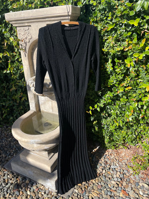 1940s Boucle Knit Midi Dress
