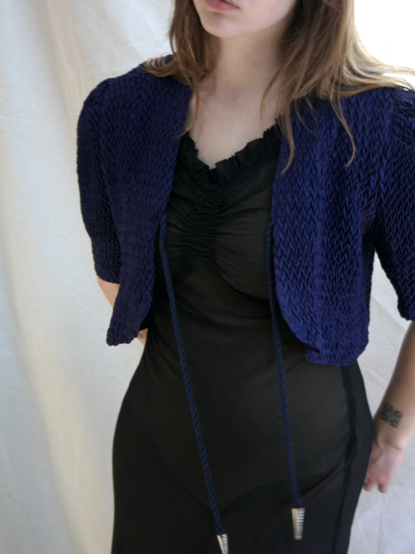 1930s Aubergine Quilted Puff Sleeve Bolero