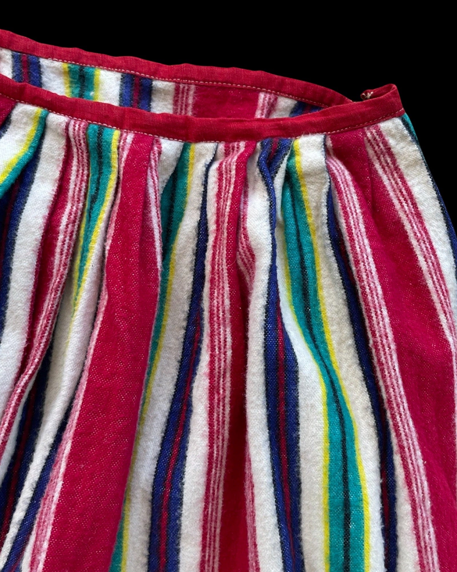 Antique Colorful Striped Wool Flannel Skirt