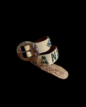 1950s Studded Western "Portland" Jeweled Painted Leather Belt