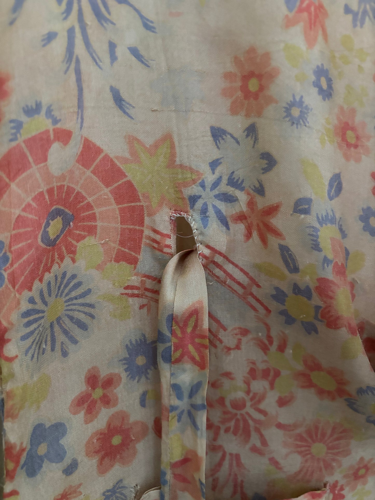 1930s All Over Japanese Print Pongee Silk Lounge Jumpsuit