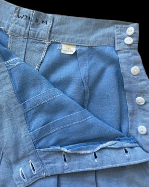 1940s Drill Chambray Side Button Shorts