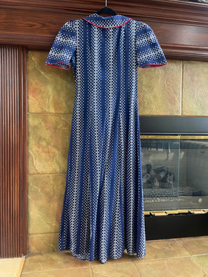 1930s Deco Printed Zip Front Dress