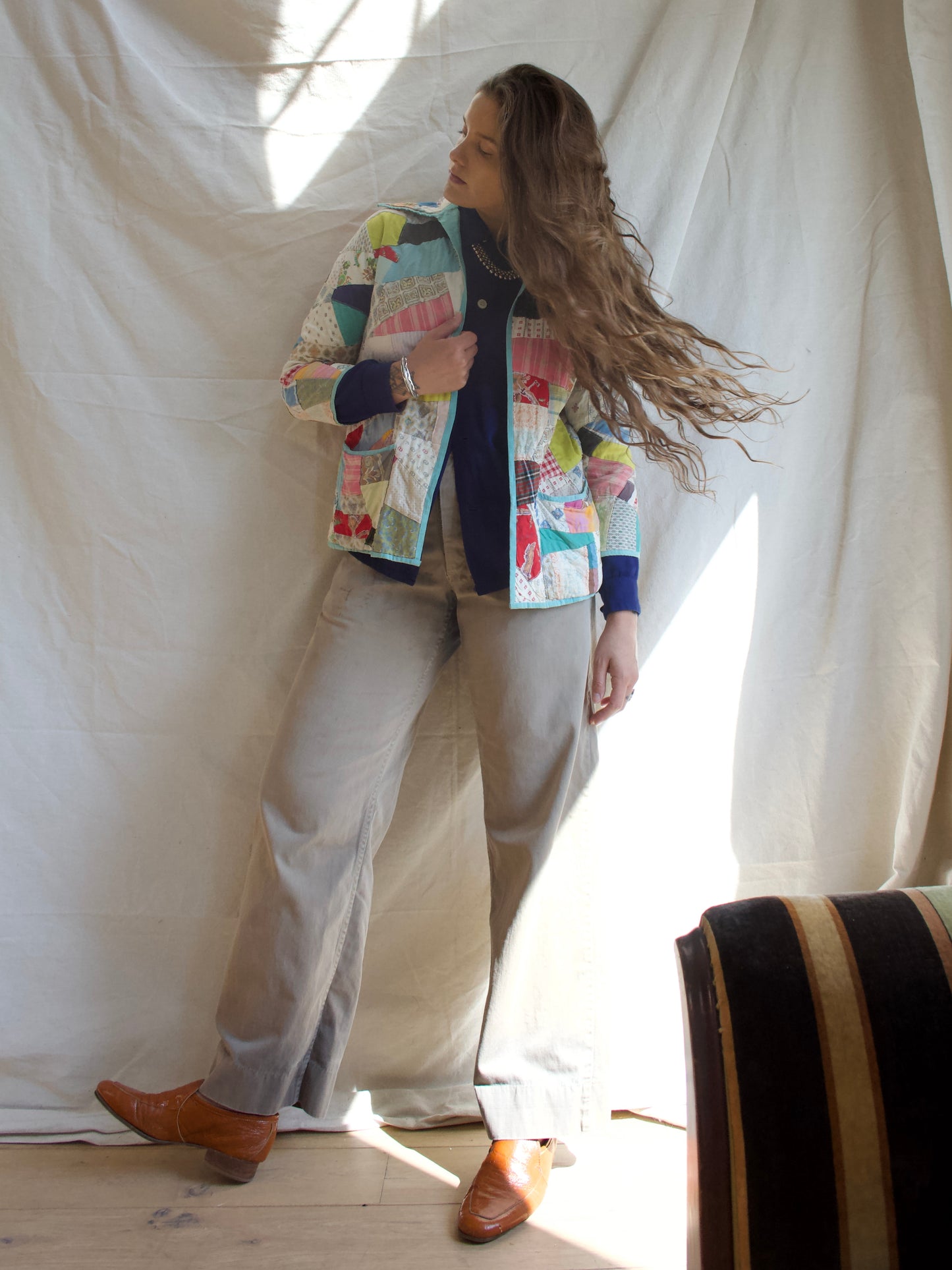 1950s Patchwork Crazy Quilt Open Front Jacket