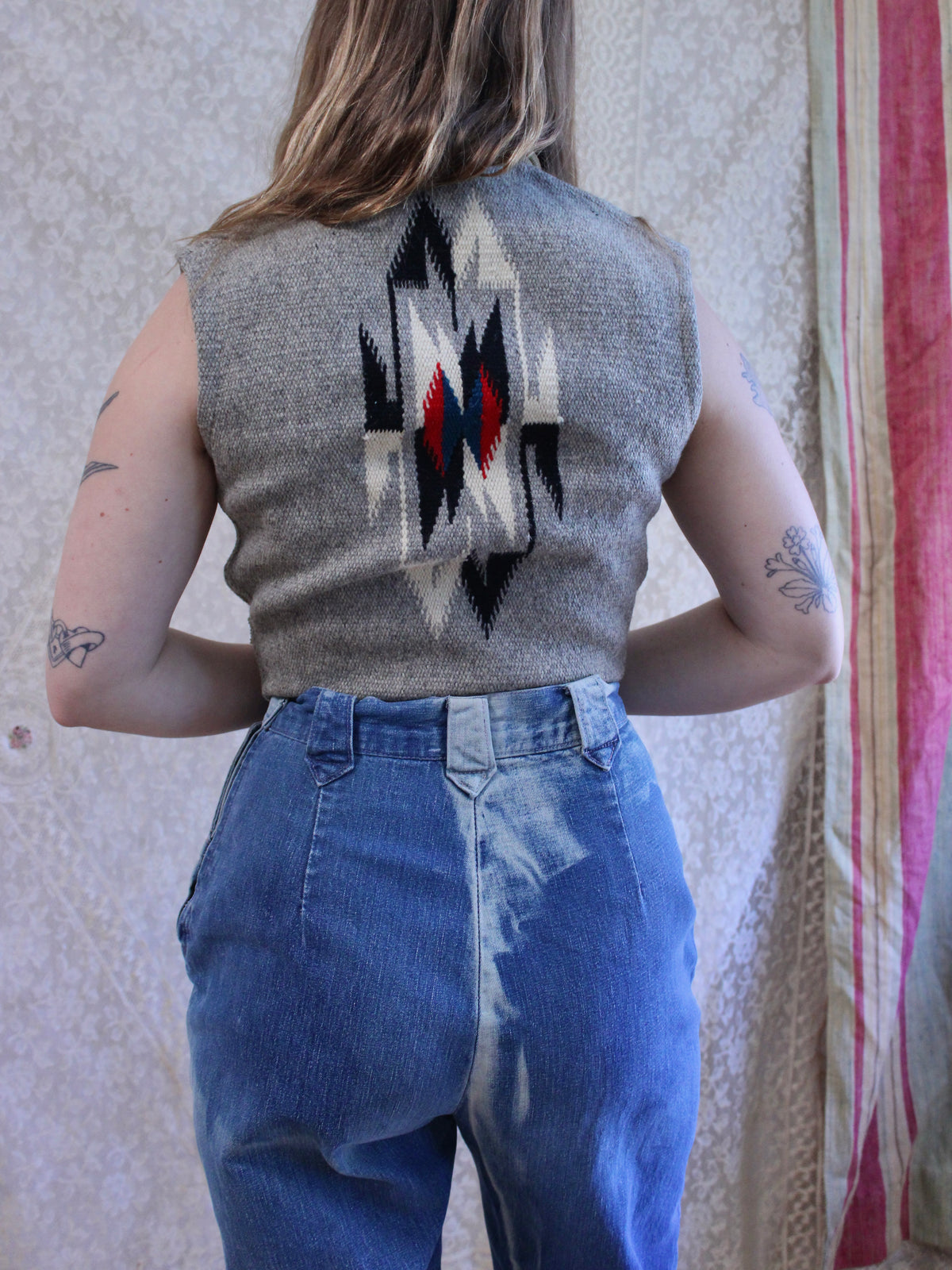 1950s Sun Faded Levis Western Pearl Snap Side Zip Denim