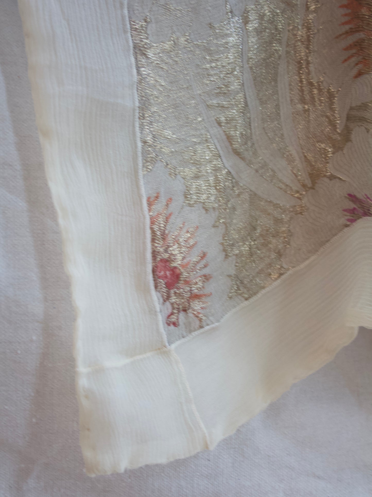 1930s Floral Lamé Chiffon Shawl W* Shoulder Straps