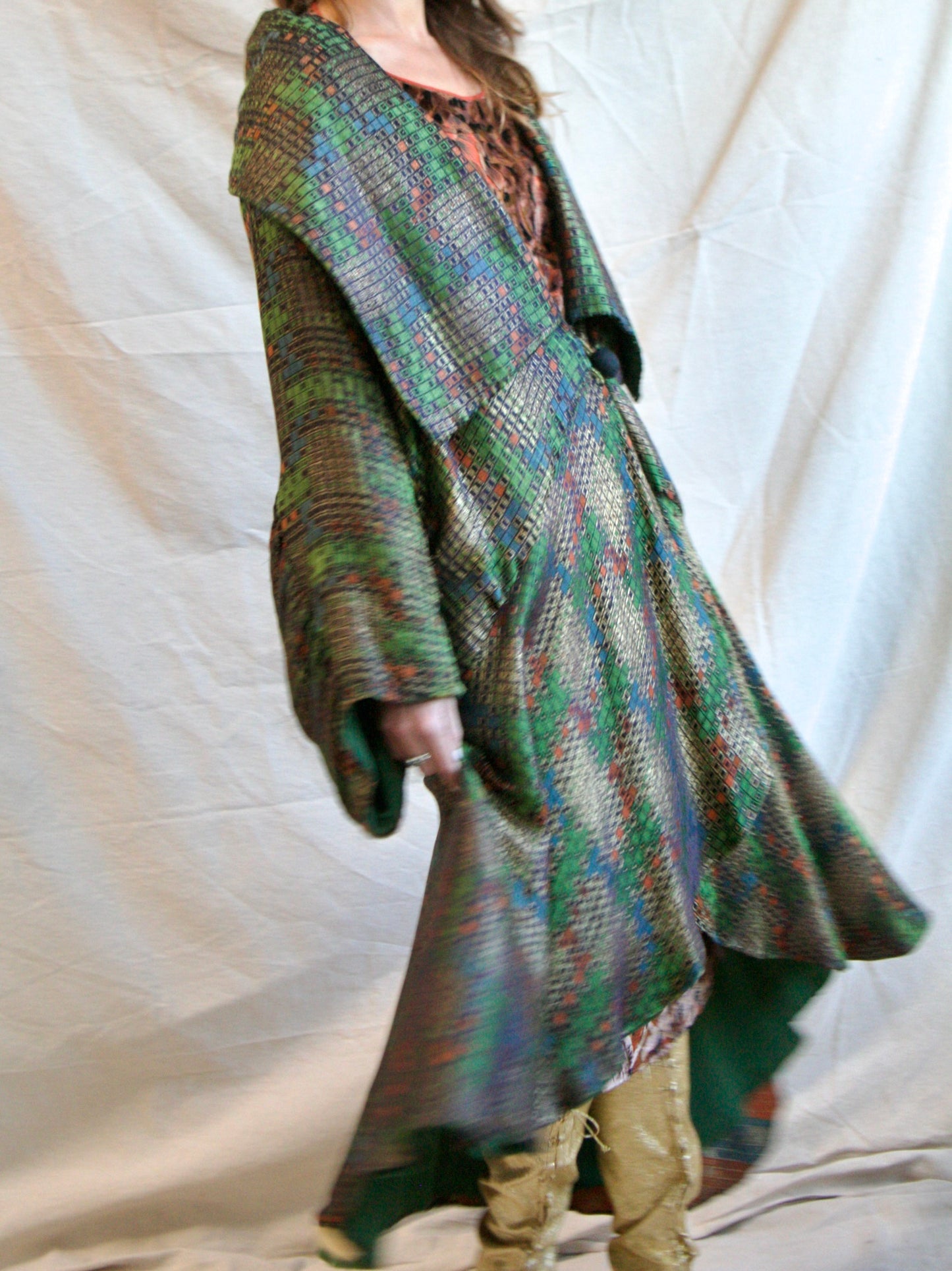Antique 1920s Geometric Lamé Cocoon Evening Coat