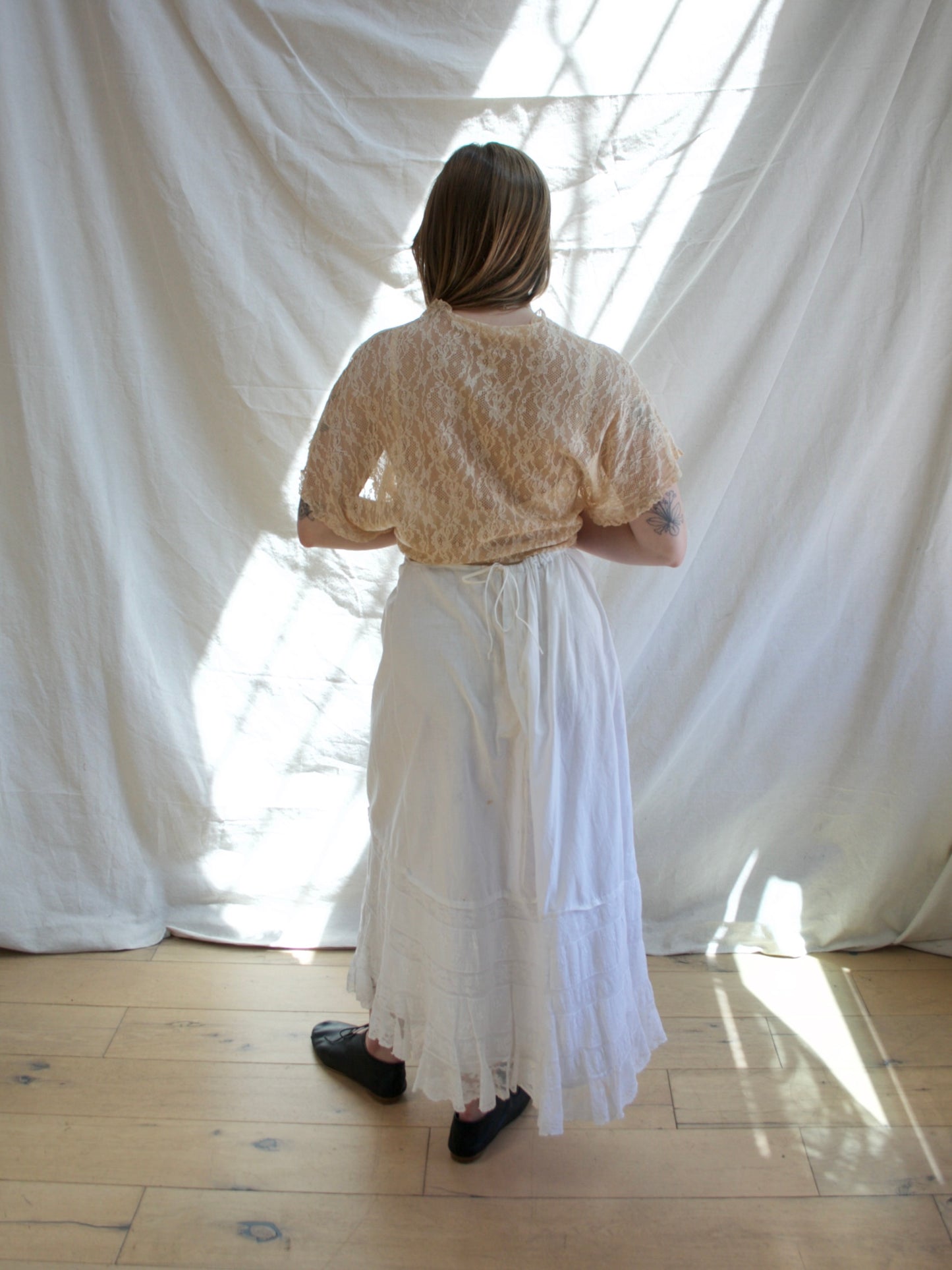 Antique Cotton Valenciennes Lace Petticoat