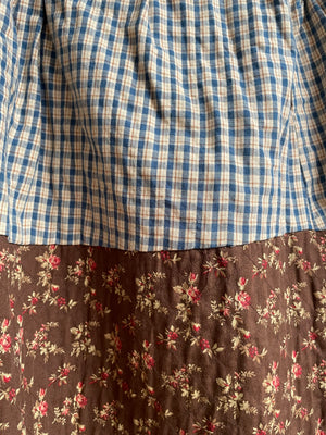 1980s Ralph Lauren Country Calico & Homespun Quilted Skirt