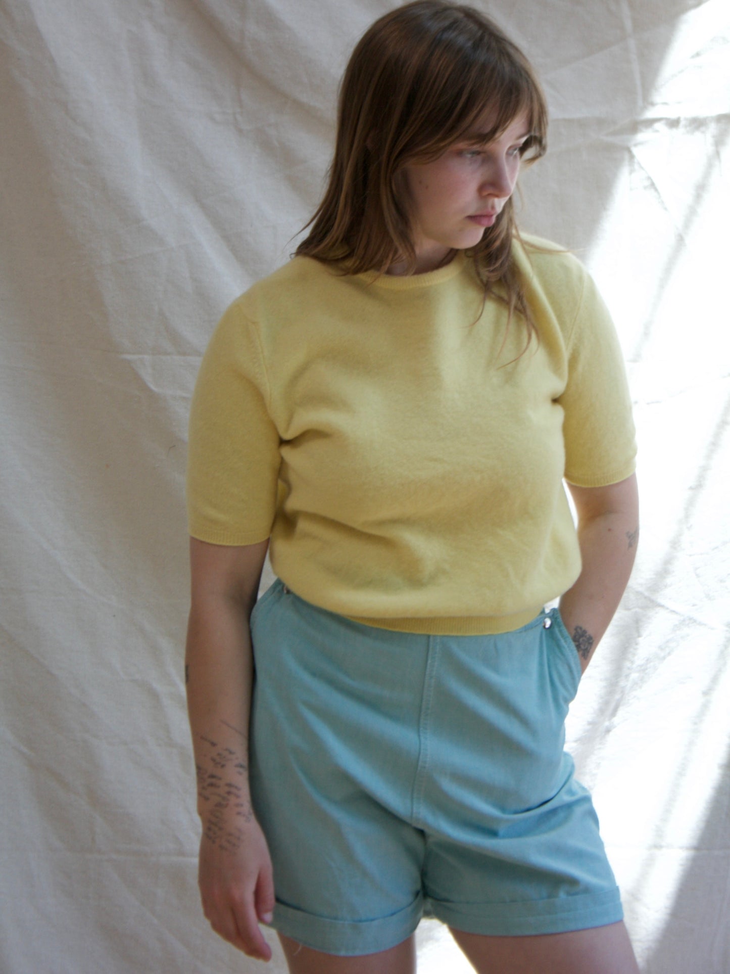 1950s Butter Yellow Lambswool Pullover Knit Sweater