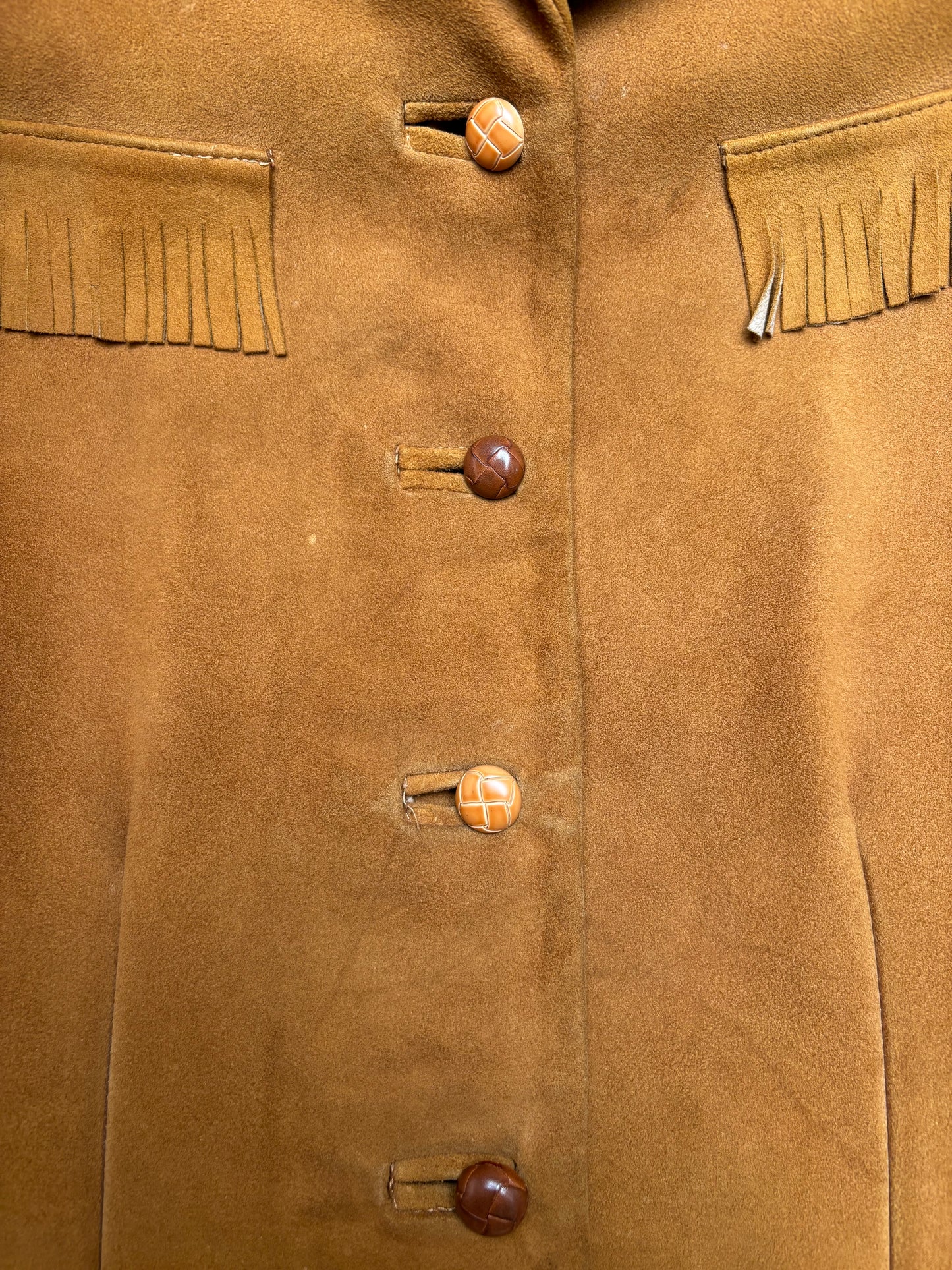 1940s Suede Leather Fringe Button Front Western Blouse