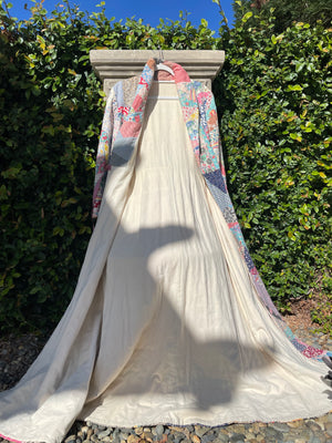 Rare 1930s Floor Length Cotton Crazy Quilt Dressing Gown
