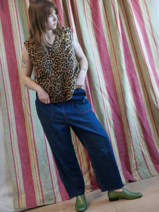 1950s Dark Denim Side Zip Jeans