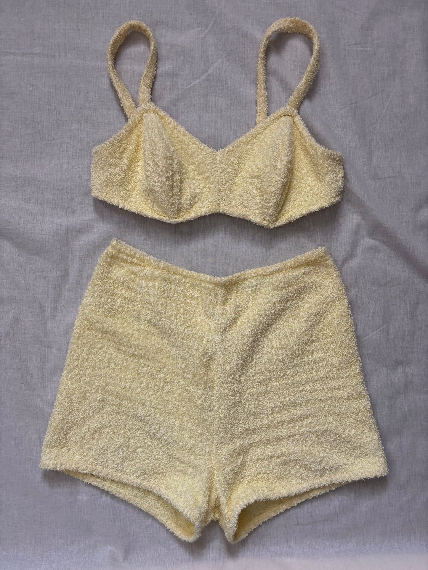 1950s Butter Yellow Terrycloth Two Piece Playsuit