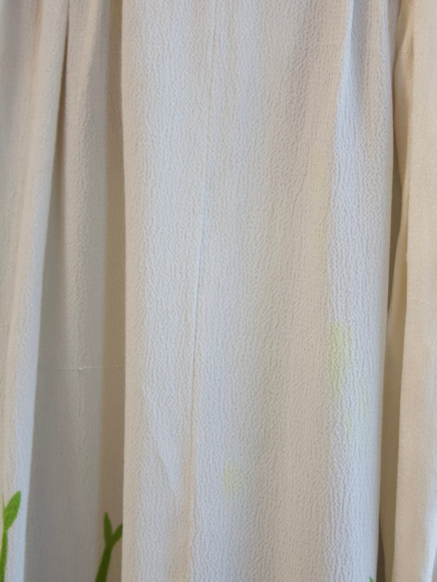 1940s Strong Shoulder Lime Green Palm Print Silk Crepe Dress