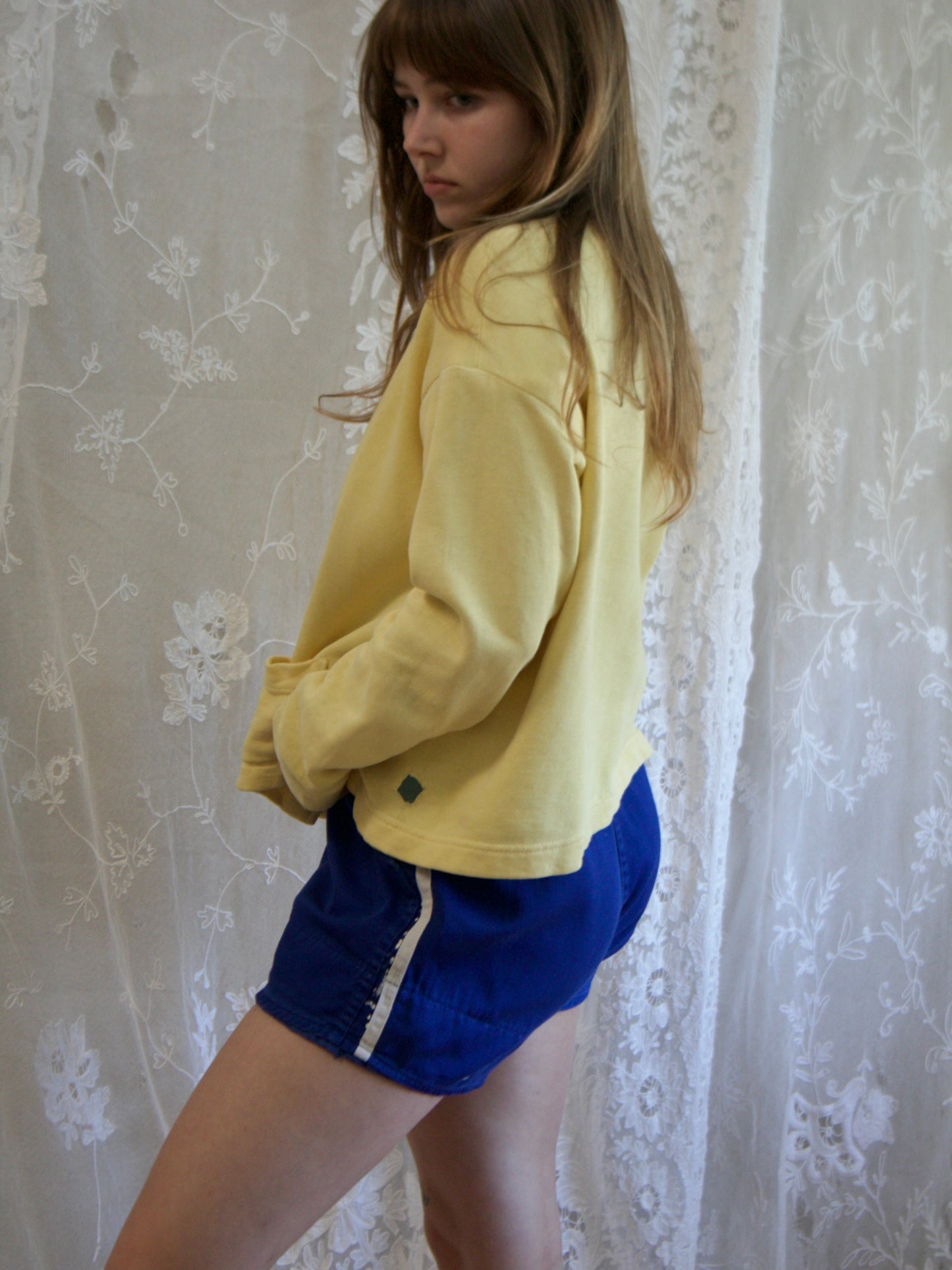 1940s Button Front Cotton Sweatshirt Cardigan