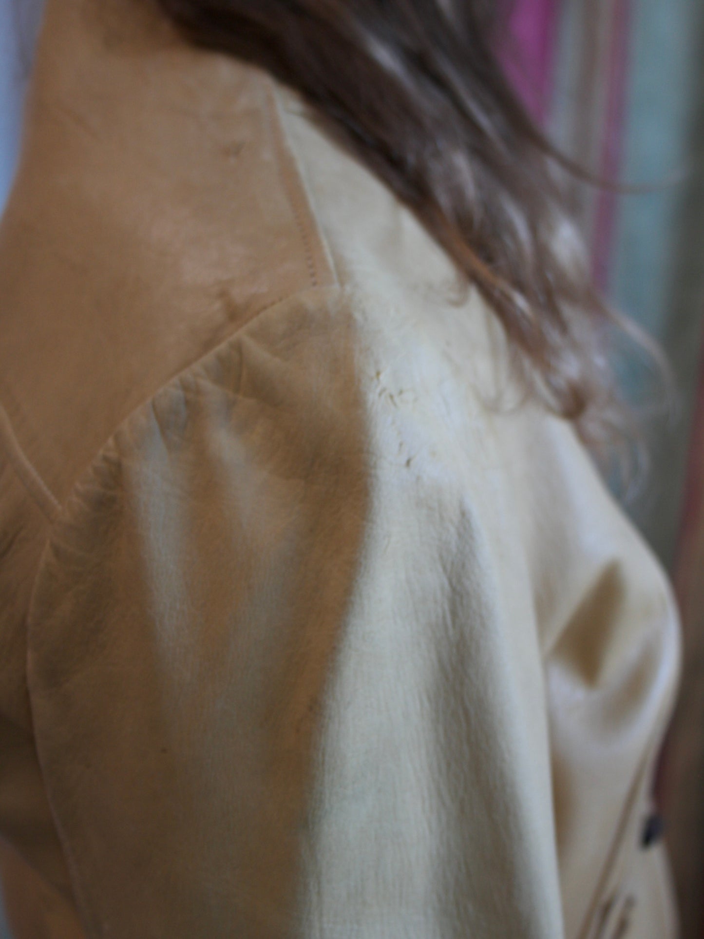 1940s Western Cognac Leather Pony Hair Yoke Jacket