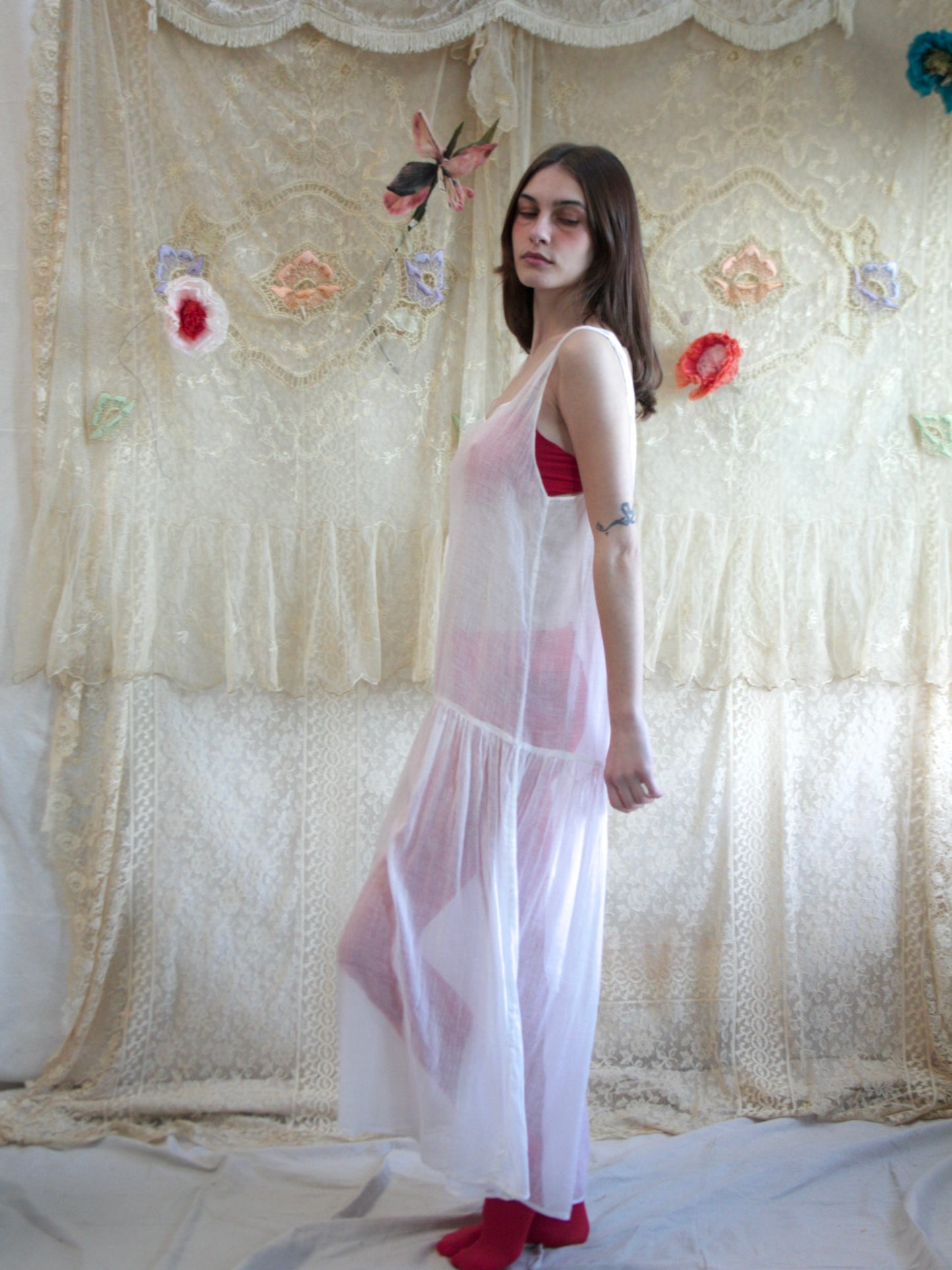 Antique Cotton Gauze Drop Waist Dress