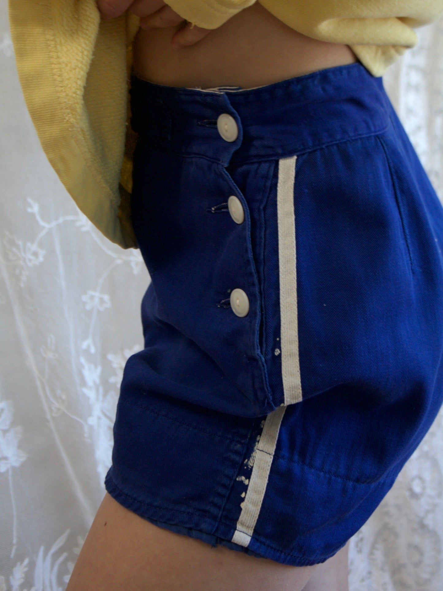 1940s Cotton Twill Fall Front Athletic Shorts