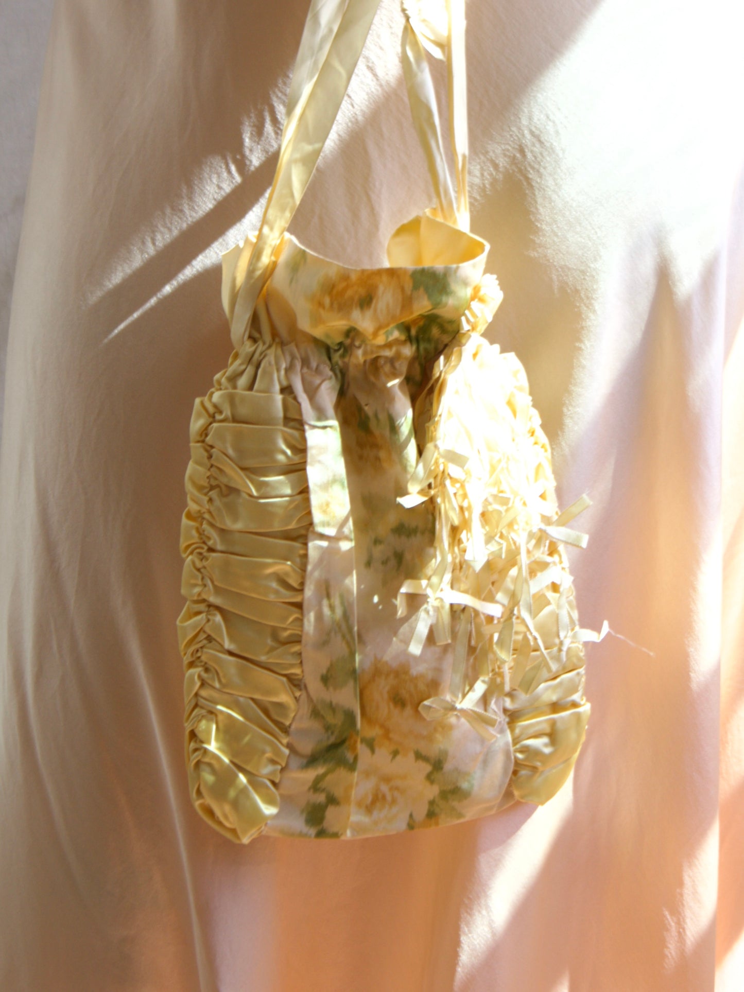 Antique Edwardian Watered Silk Drawstring Purse