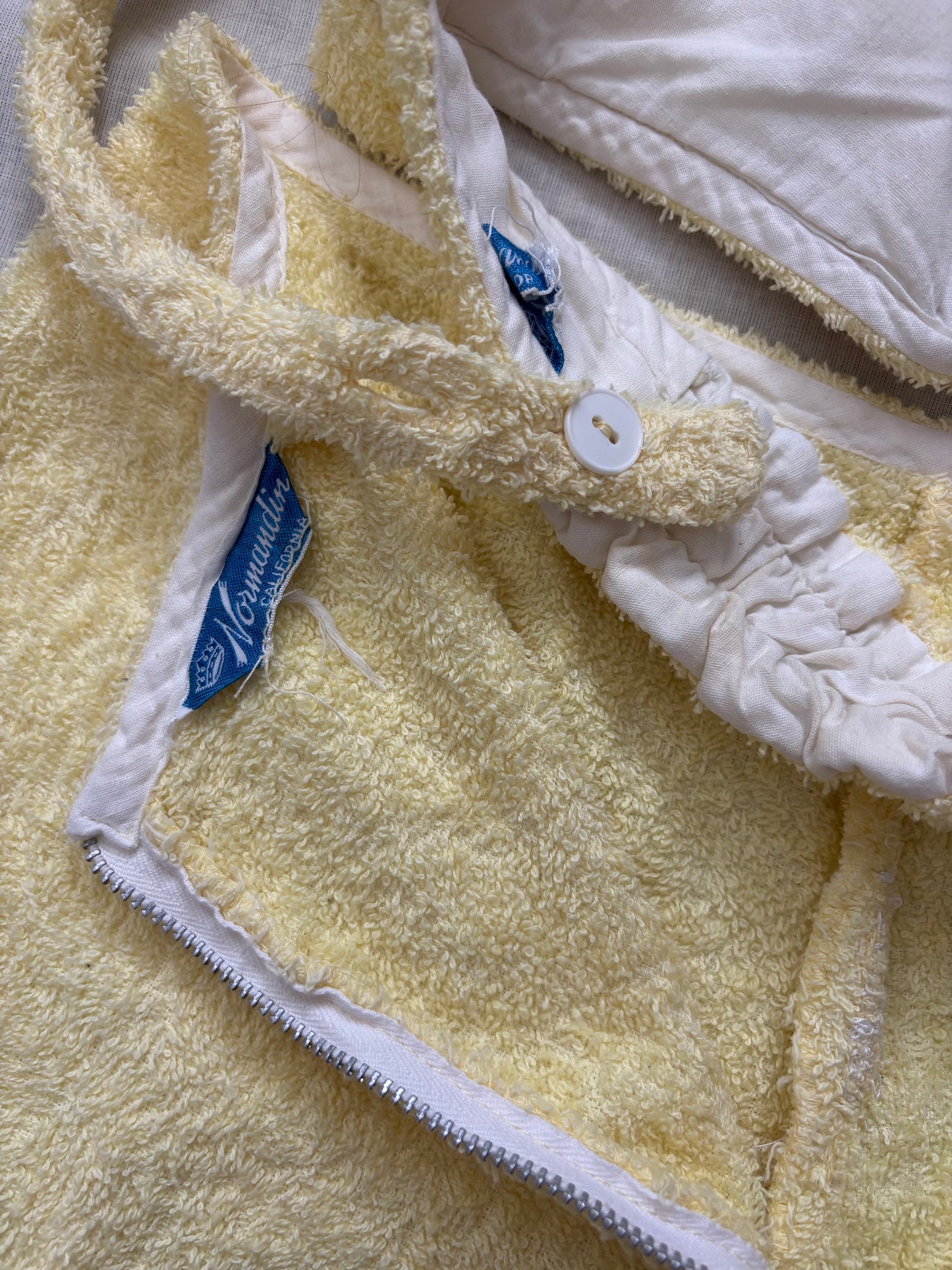 1950s Butter Yellow Terrycloth Two Piece Playsuit