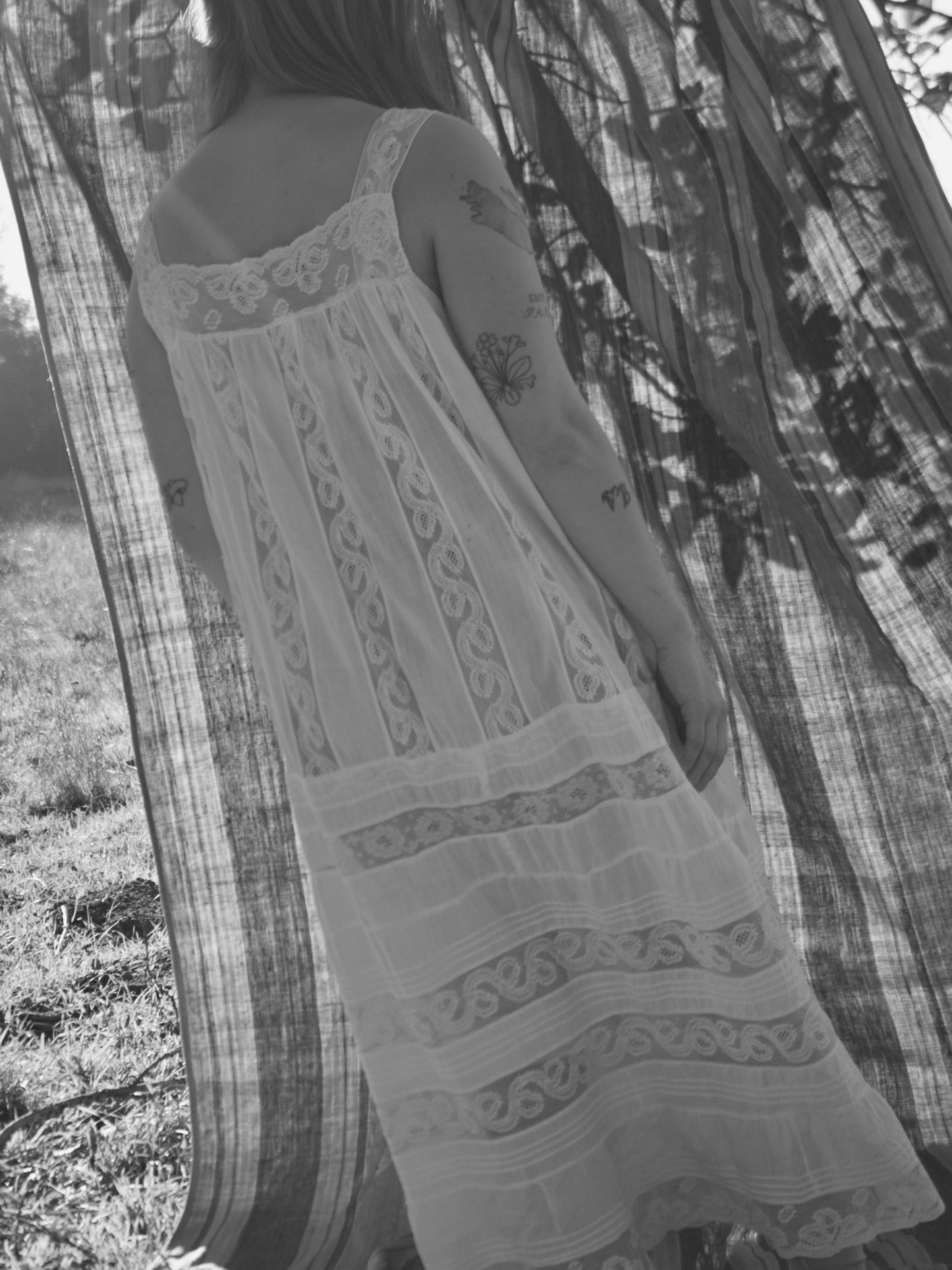 Edwardian Inset Lace Cotton Chemise Pintuck Dress