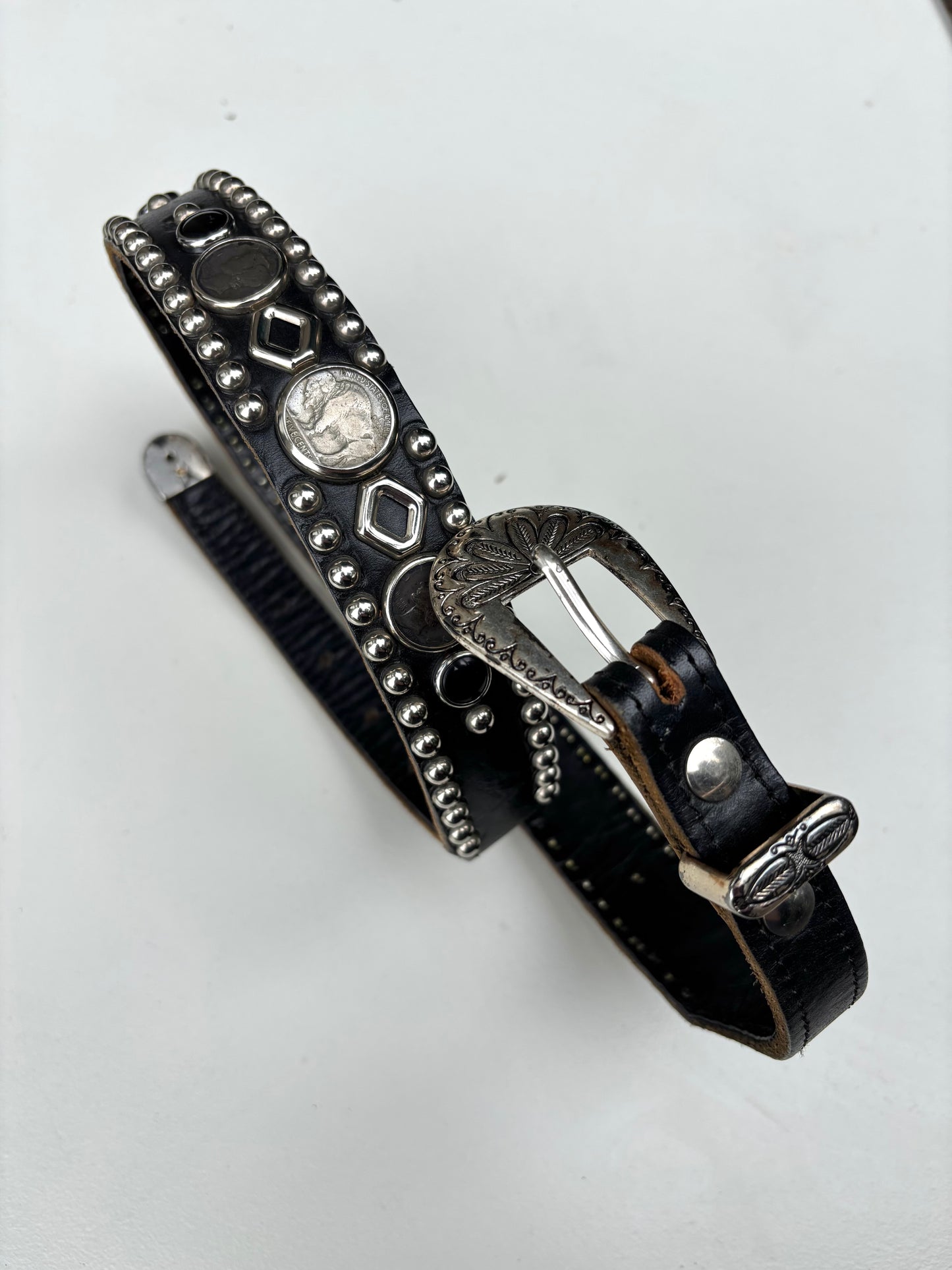 1943 Dated Coin & Studded Leather Biker/Western Belt