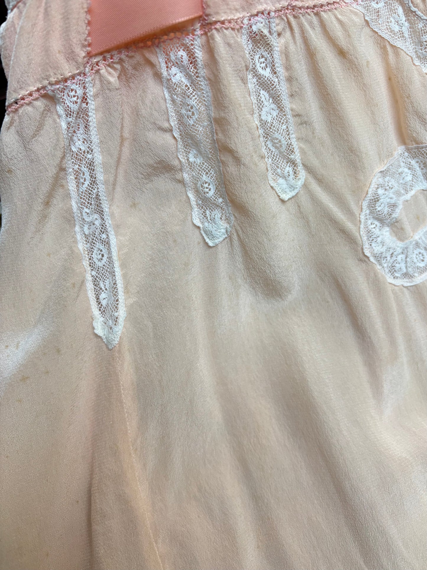 1920s Silk Crepe Insertion Lace Woven Ribbon Step In