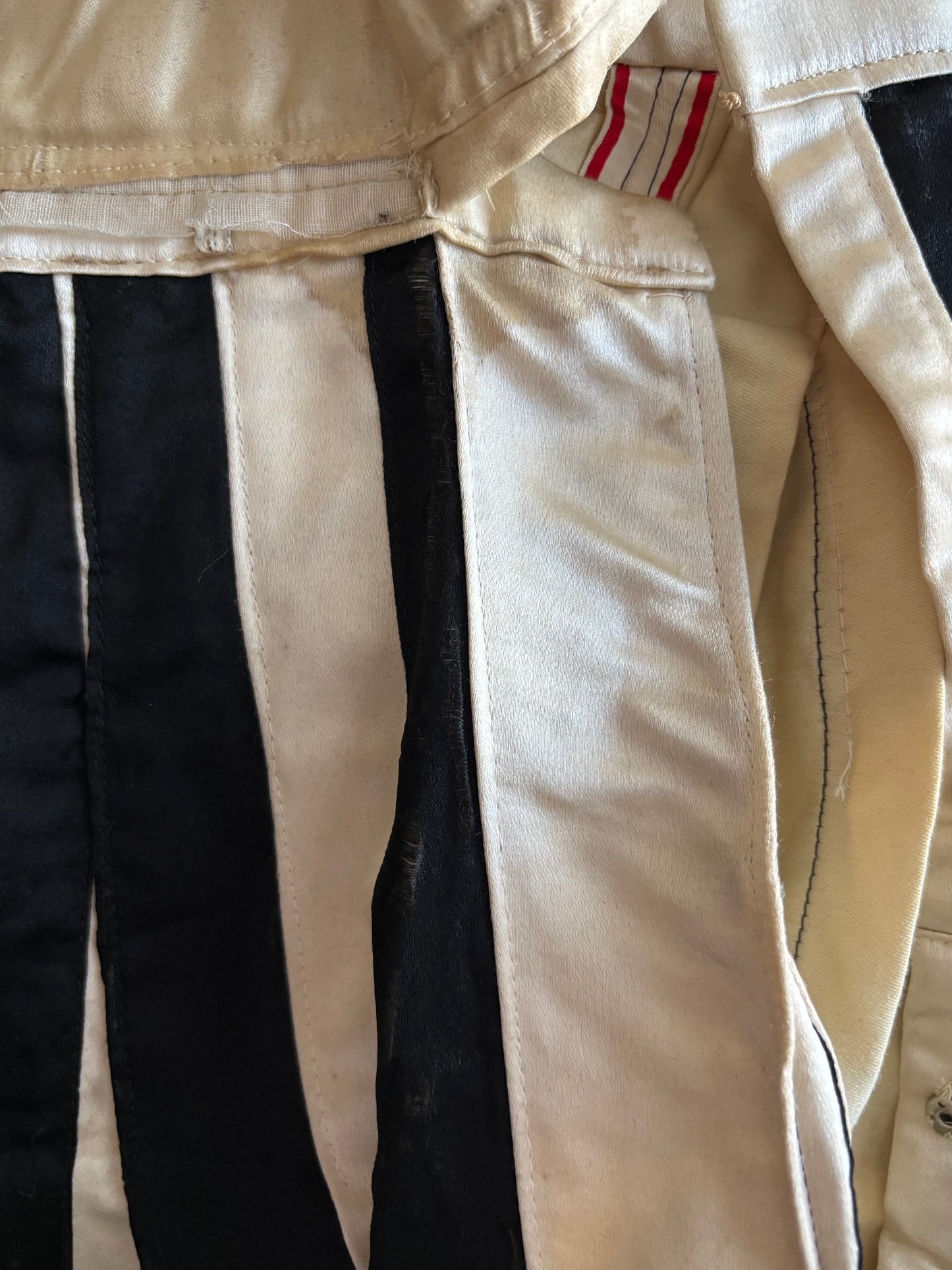 One Of A Kind Antique 1910s B&W Satin 4 Piece Mardi Gras Harem Pant Jumpsuit Ensemble