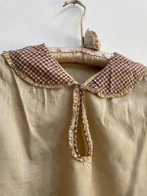 1910s/1920s Pongeee Silk & Gingham Trim Sailor Collar Blouse