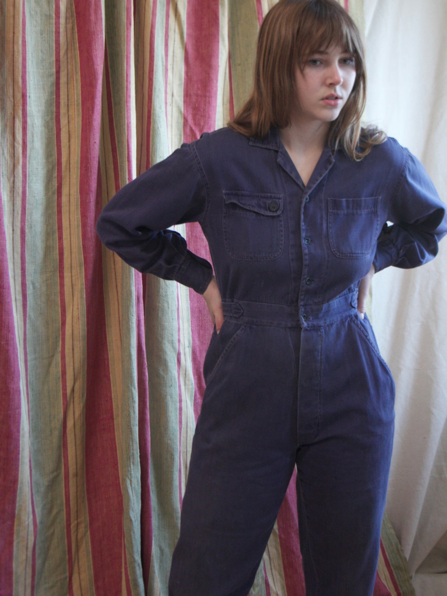 1970s Does 1940s 'Adini' WW2 Style Side Cinch Coveralls