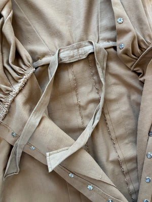 1910s Edwardian Khaki & Corduroy Riding Habit Dress