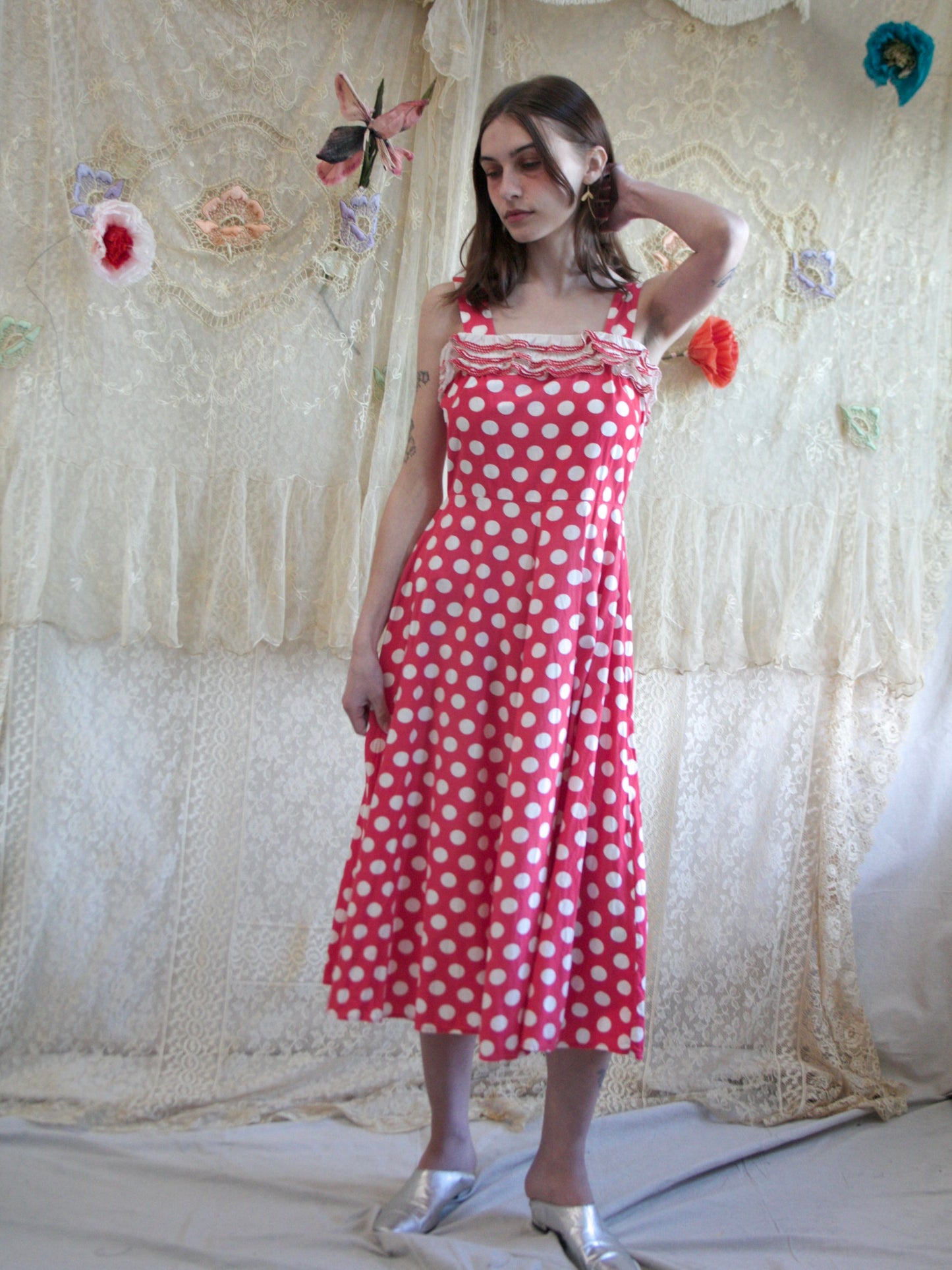 1950s Two PC Polka Dot Cotton Dress Set
