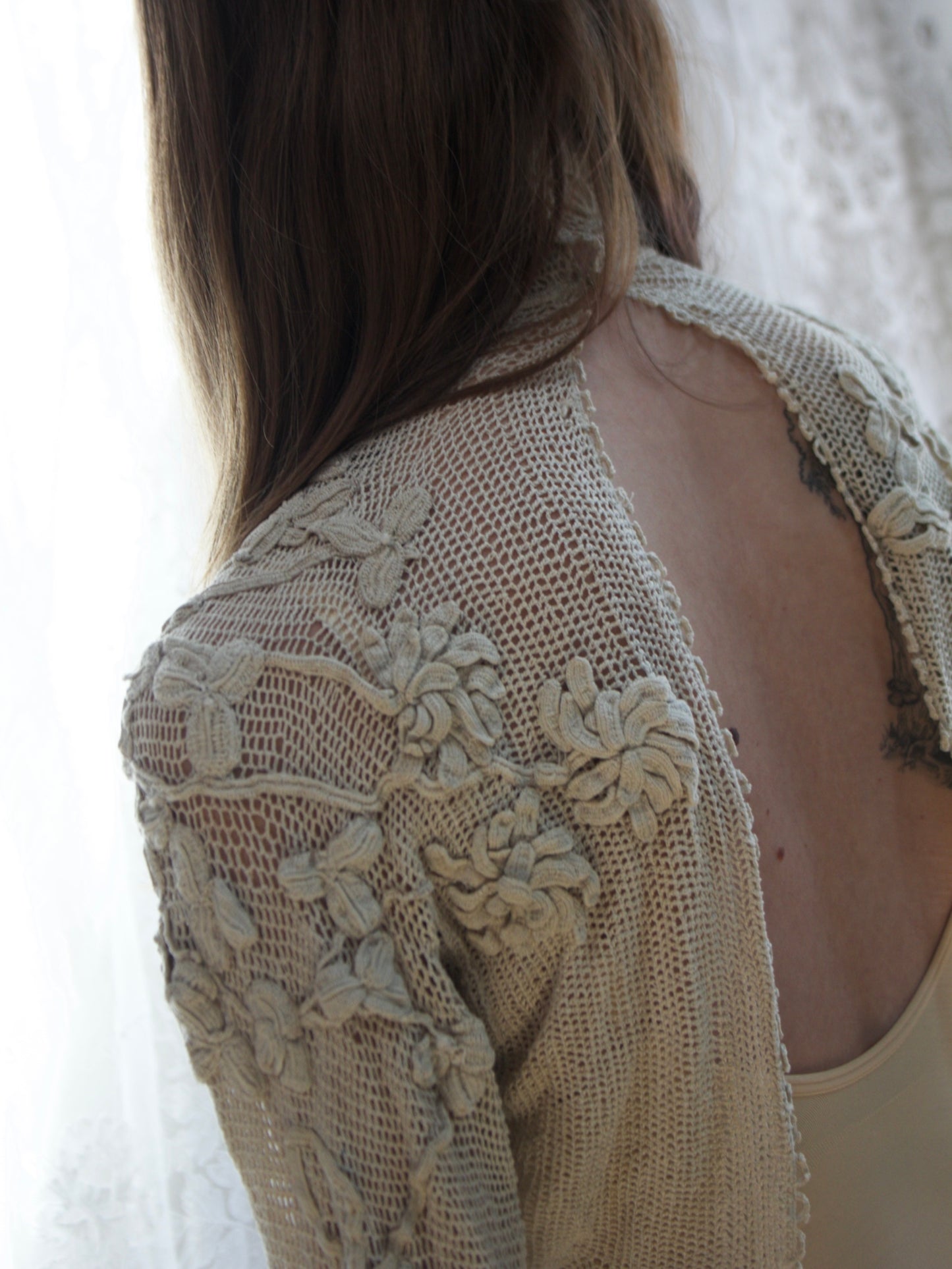 Antique Edwardian Irish Crochet Open Back Bodice