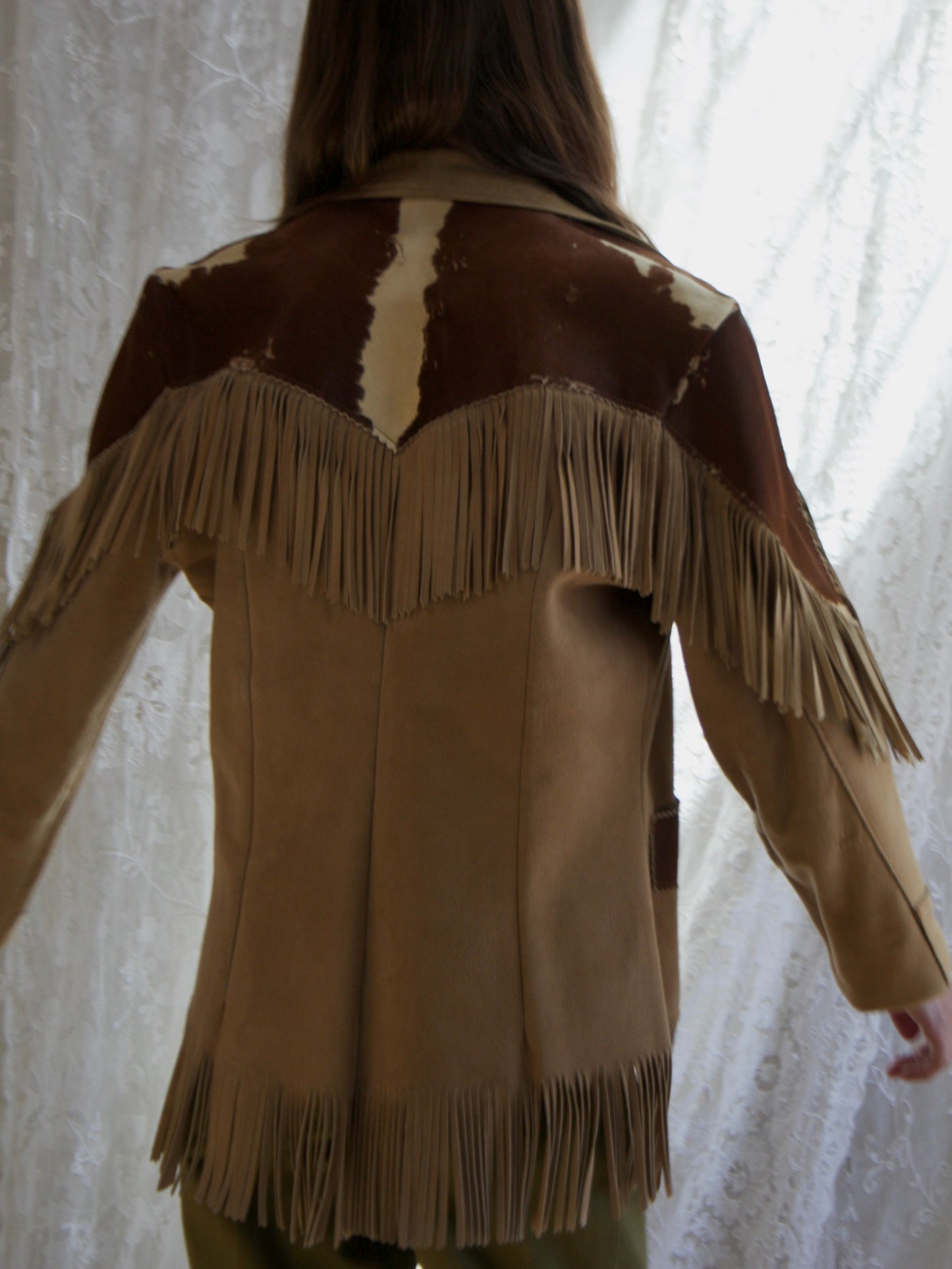 1950s Pony Hair Suede Fringe Western Jacket