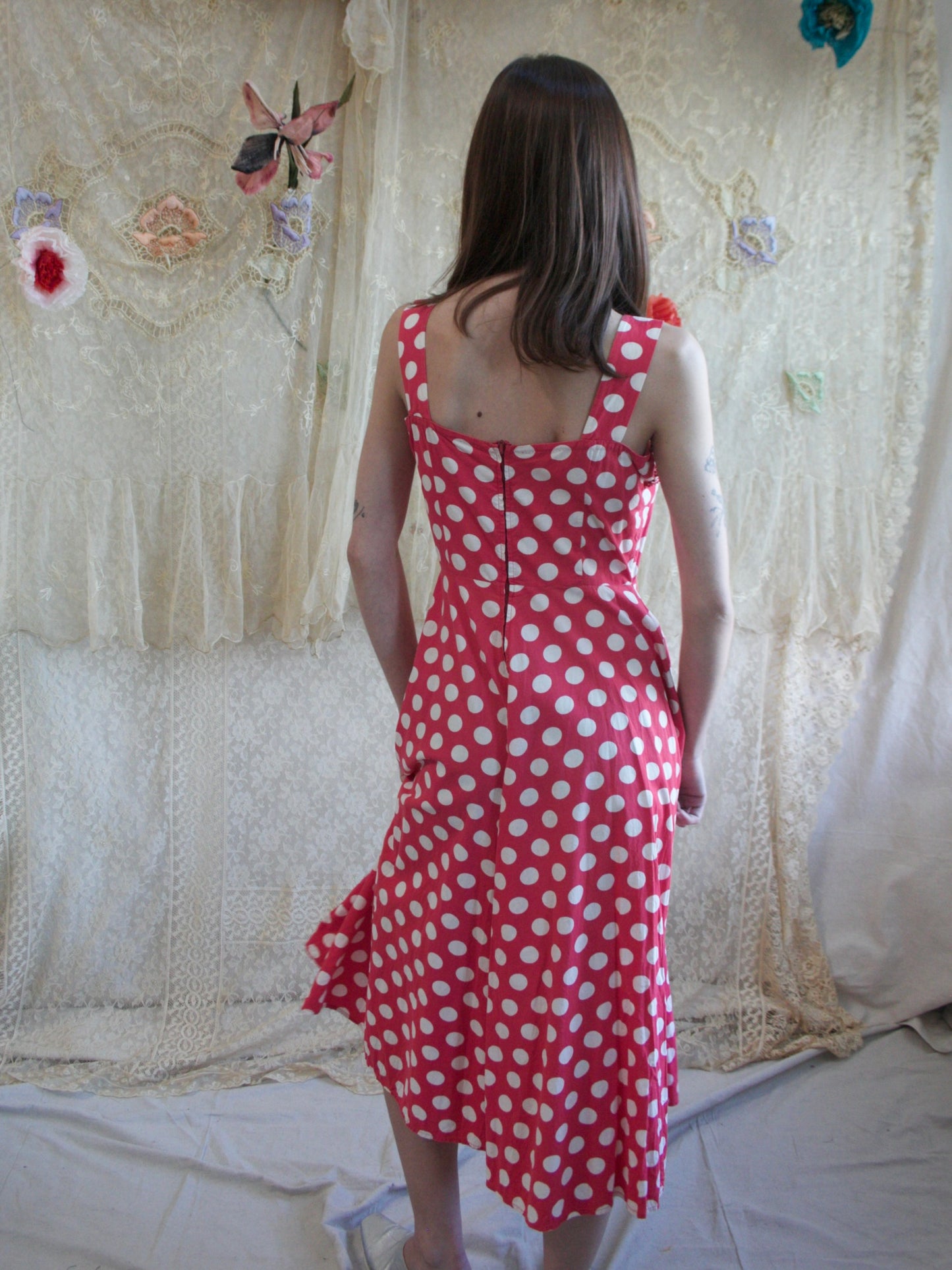 1950s Two PC Polka Dot Cotton Dress Set