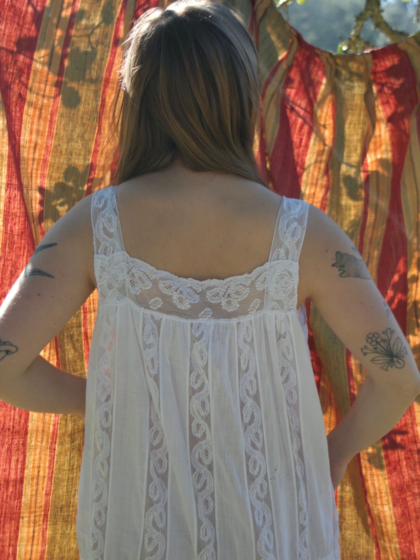 Edwardian Inset Lace Cotton Chemise Pintuck Dress