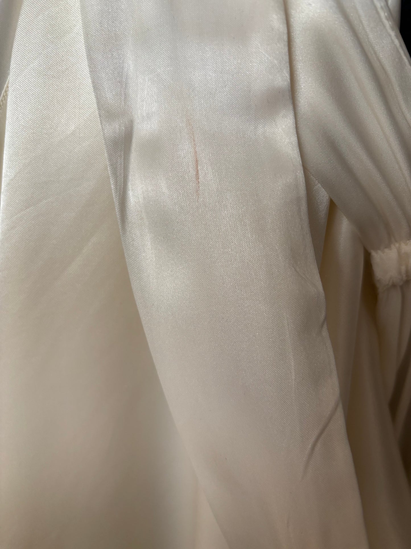 1940s Lace & Ivory Liquid Satin Ruffle Trim Bias Cut Slip Dres