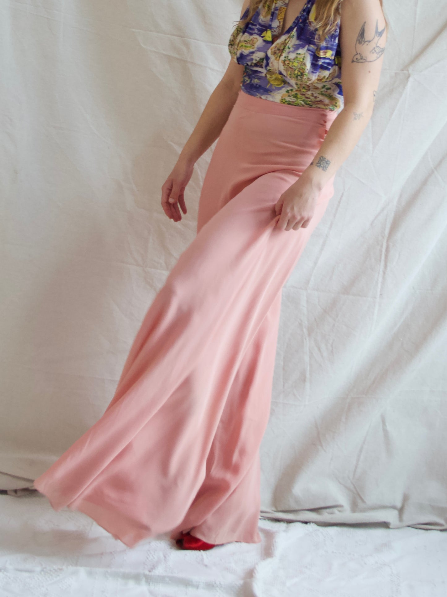 1940s Dusty Crepe Blend Palazzo Pants