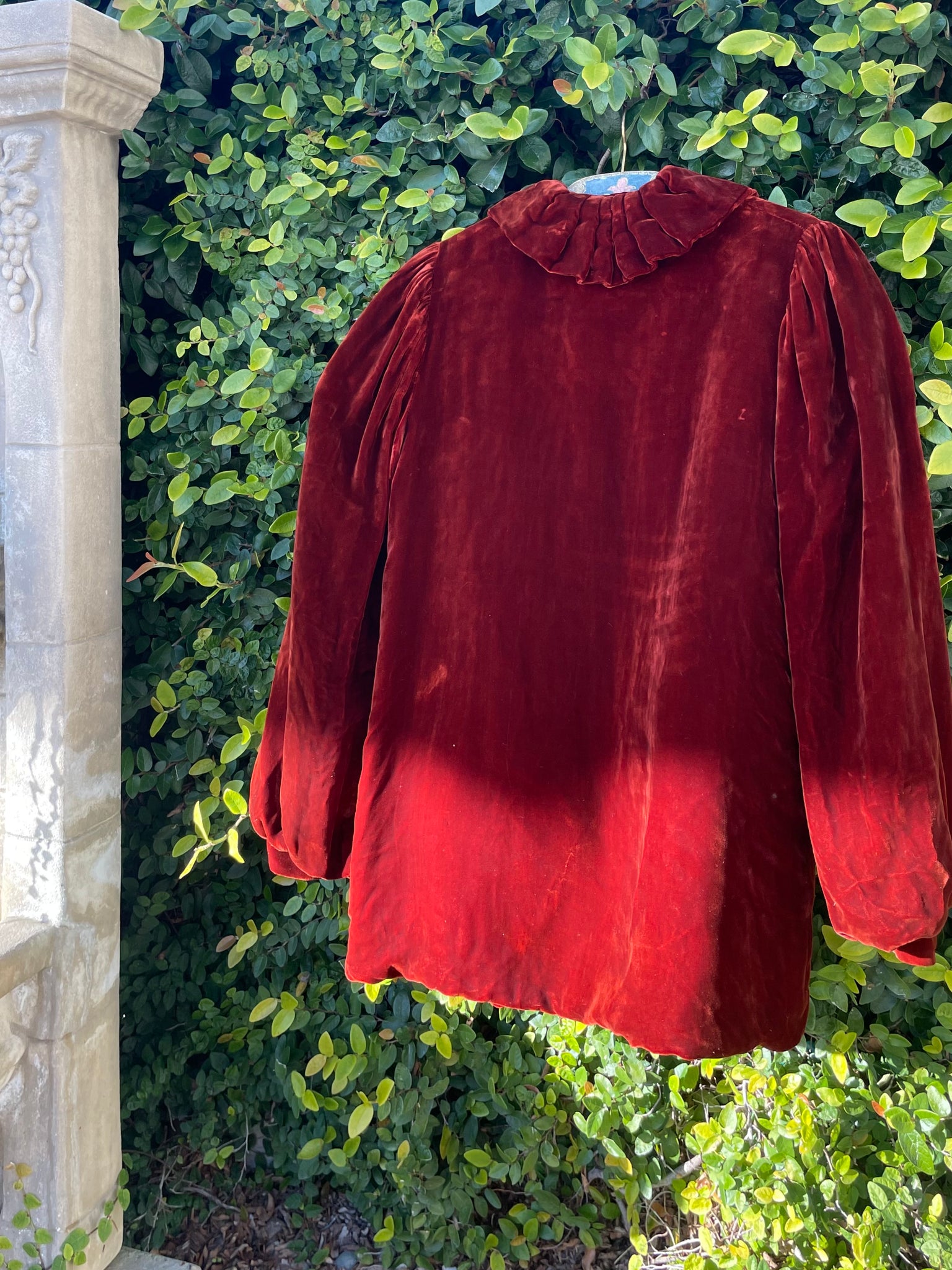 1920s Burnt Sienna Silk Velvet Cropped Opera Coat