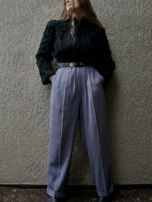 1950s Drop Loop Gabardine Pleat Front Pants