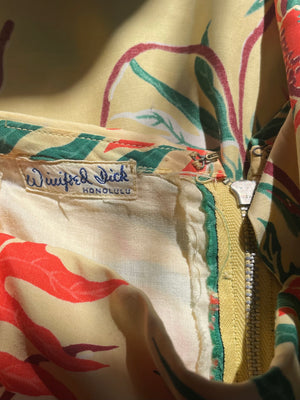 Late 1940s 'Winifred Dick of Honolulu' Rayon Tropical Two Piece Dress Bolero Set