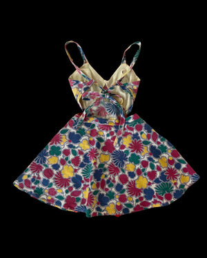 1940s Two Piece Waffled Cotton Rayon Satin Swim/Play-Suit With Skirt