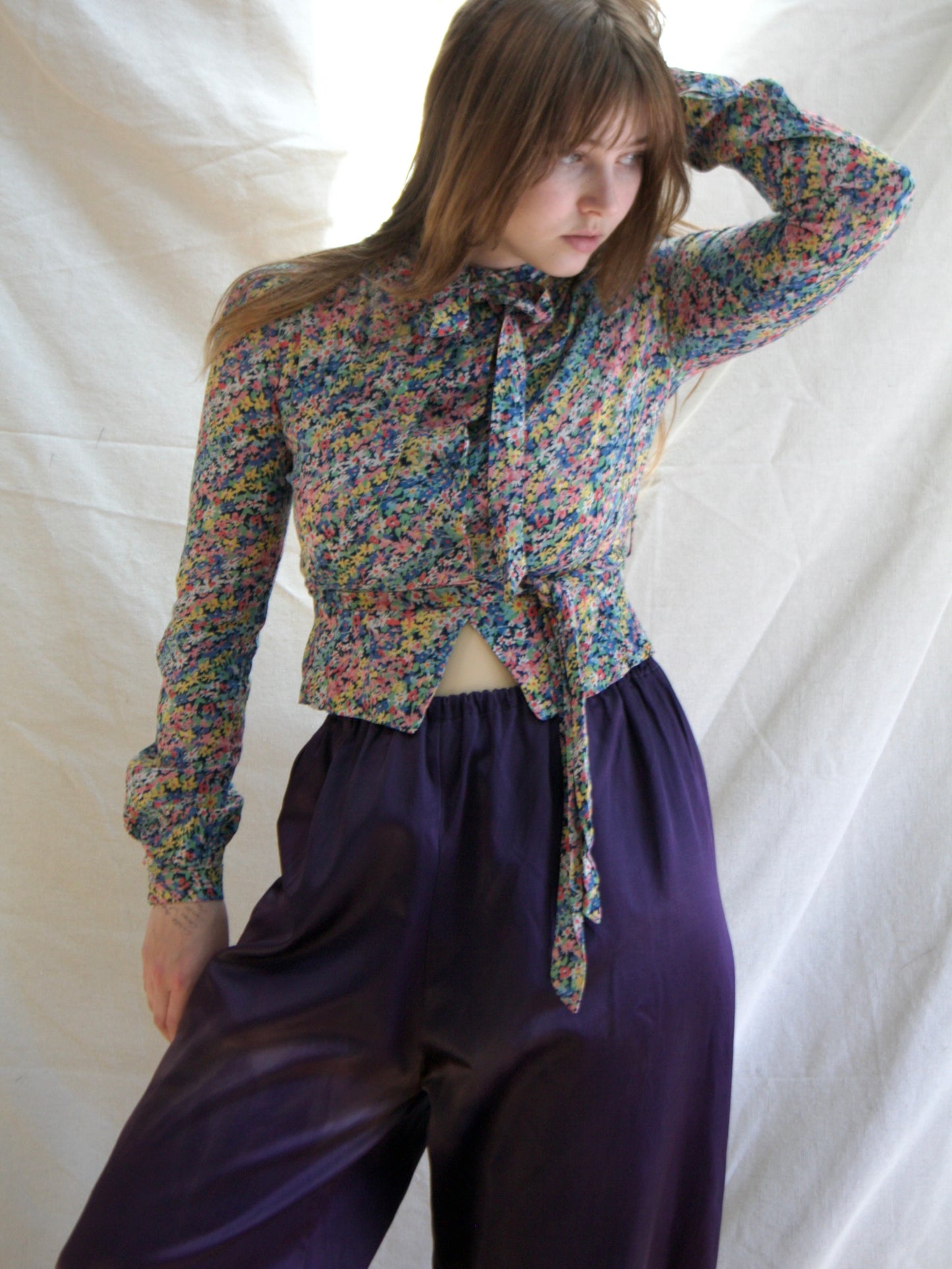 1940s Rayon Satin Polka Dot Trim Truffle Bloomers