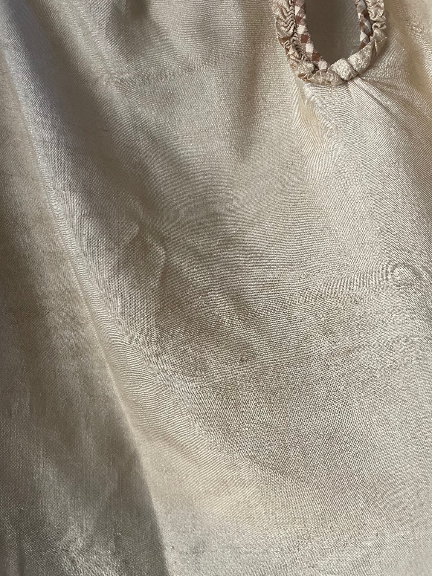 1910s/1920s Pongeee Silk & Gingham Trim Sailor Collar Blouse