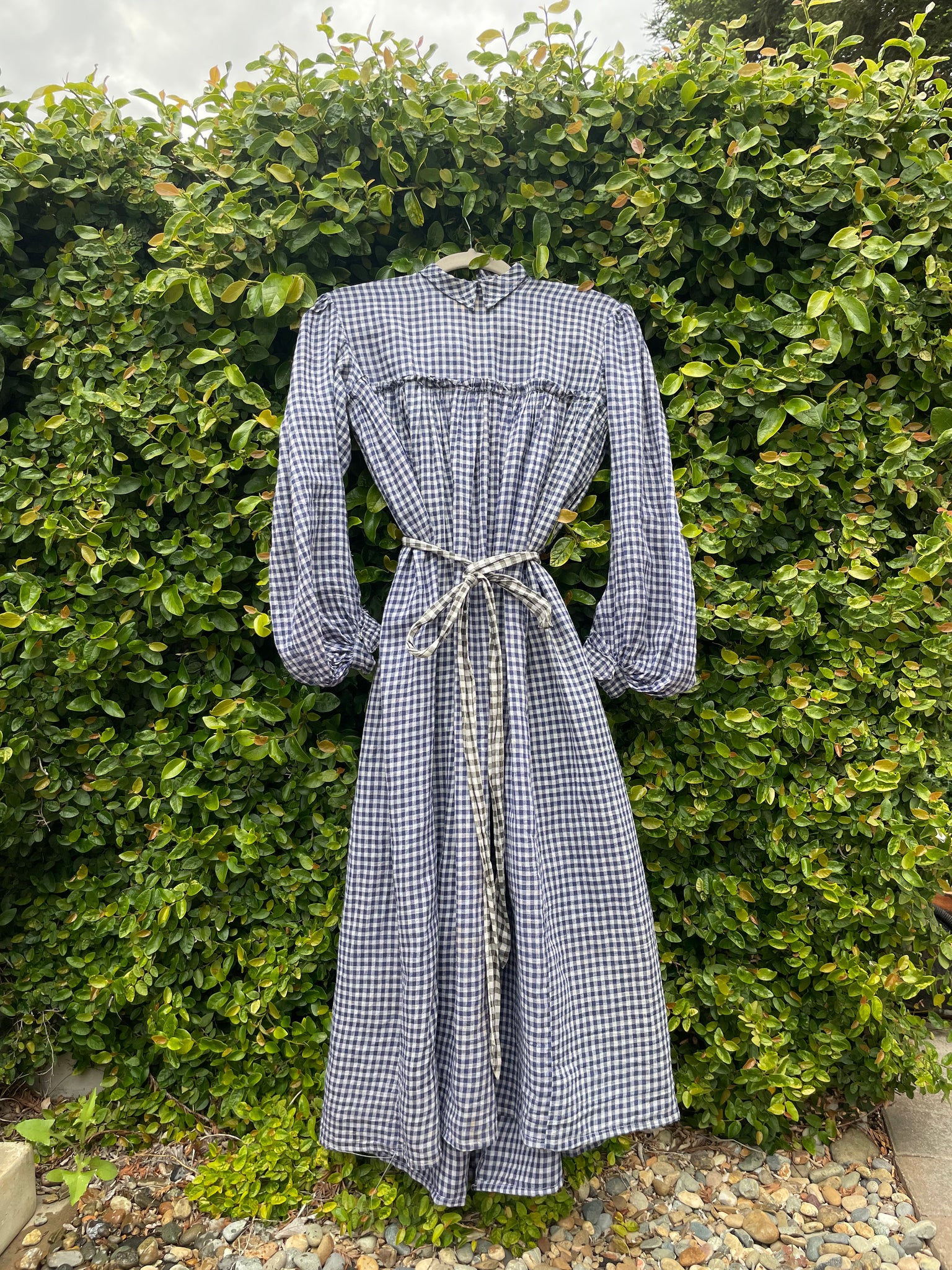 Antique Early Primitive Check Homespun Wrapper Dress Homemade