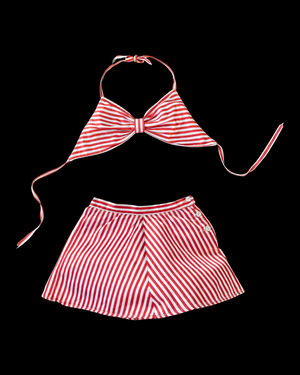 1940s Rayon Satin Candy Striped Playsuit/ Sun Suit