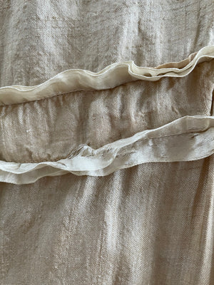 1920s Ecru Pongee Silk Shawl Collar Wrap Dressing Gown