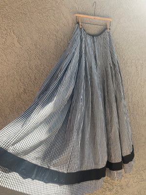 Edwardian Gingham Cotton Keyhole Blouse Skirt Set